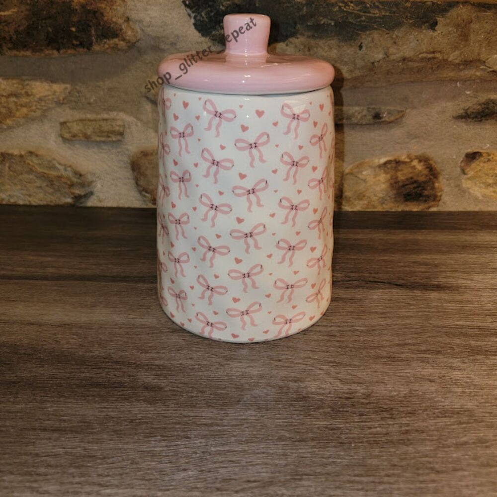 NEW HTF Light pink bow bows jar canister strawberry street coquette viral